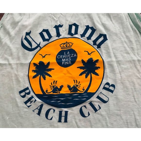 Corona Beach Club La Cerveza Mas Fina Adult Small Blue Tank Top Shirt - Picture 2 of 6